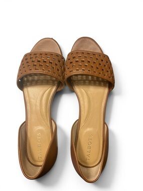 Talbots Brown Woven Leather Slide Sandals